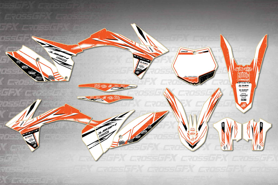Graphics for KTM SX 2011-2012 - Omega Shift - flat layout showing all decal pieces included