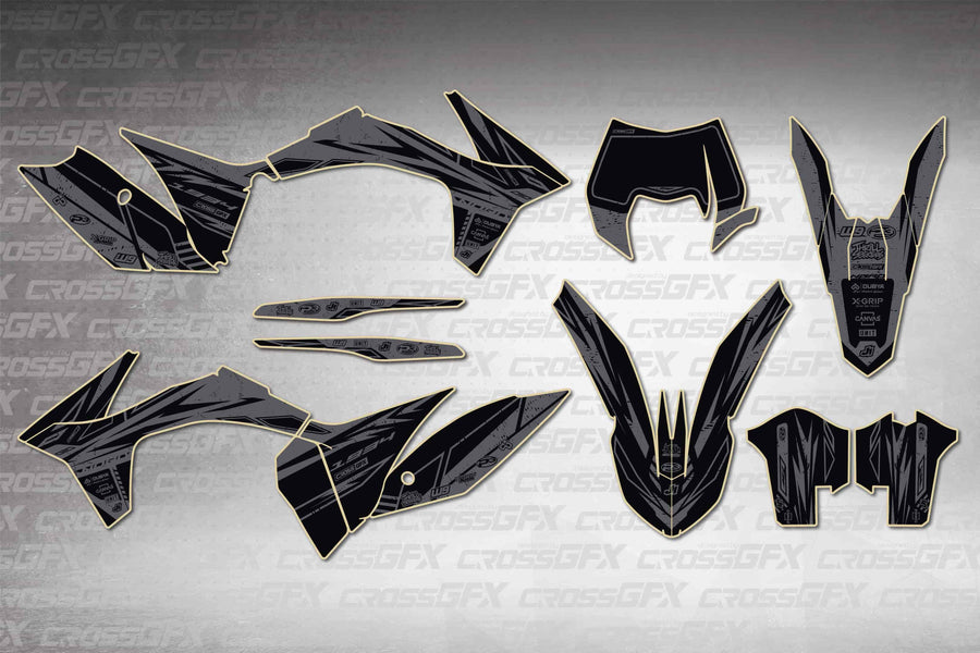 Graphics for KTM EXC 2012-2013 - Omega Smoke - flat layout showing all decal pieces included