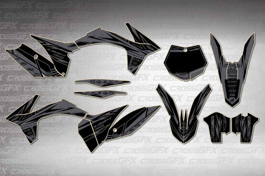 Graphics for KTM XC 2011-2012 - Omega Smoke - flat layout showing all decal pieces included
