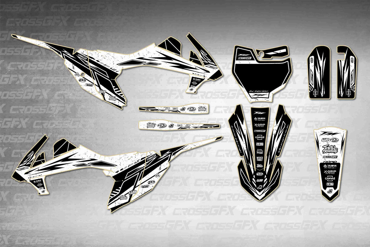 Graphics for KTM 65 SX 2016-2018 - Omega White - flat layout showing all decal pieces included