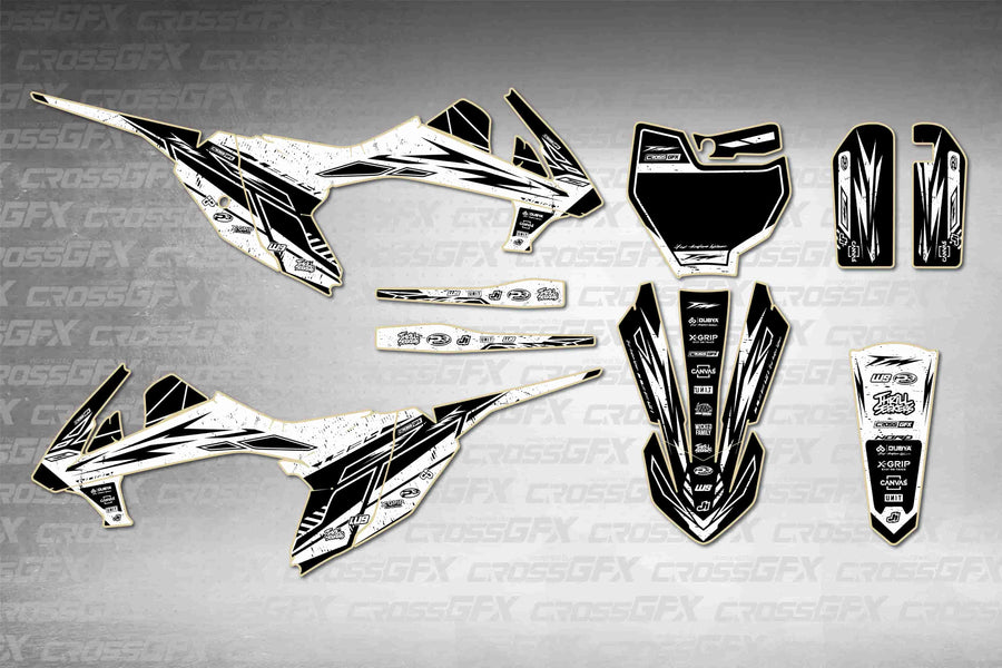 Graphics for KTM 65 SX 2016-2018 - Omega White - flat layout showing all decal pieces included