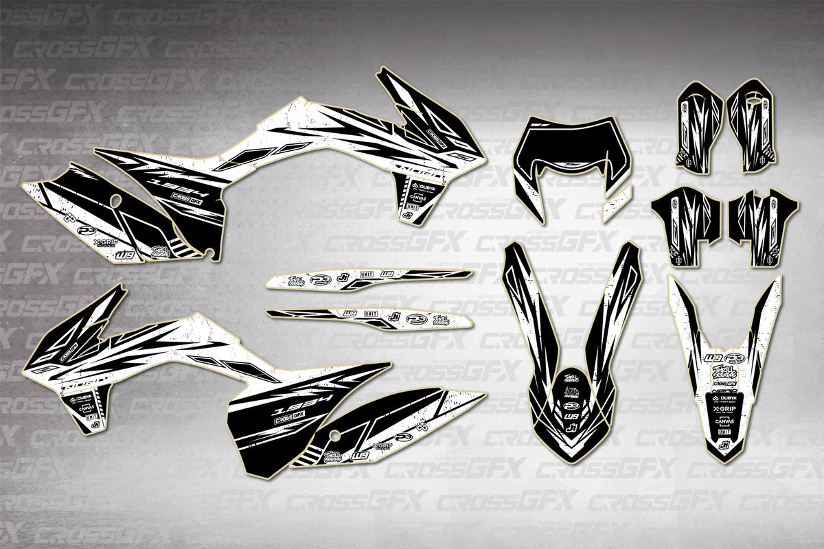 Graphics for KTM EXC-F 2014-2016 - Omega White - flat layout showing all decal pieces included