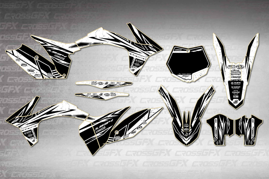 Graphics for KTM SX-F 2011-2012 - Omega White - flat layout showing all decal pieces included