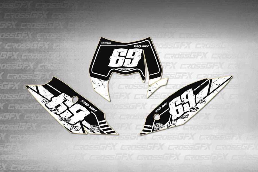 Graphics for KTM EXC-F 2012-2013 - Omega White number plate decals - flat layout showing all pieces included