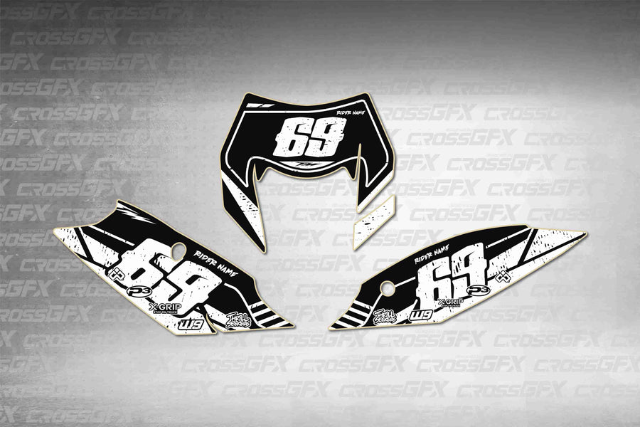 Graphics for KTM EXC-F 2014-2016 - Omega White number plate decals - flat layout showing all pieces included