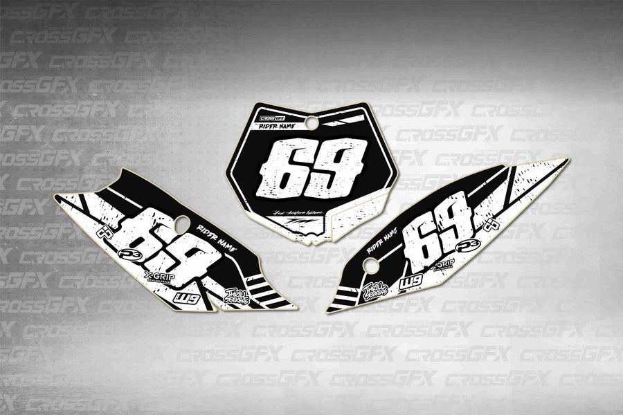Graphics for KTM XC-F 2011-2012 - Omega White number plate decals - flat layout showing all pieces included