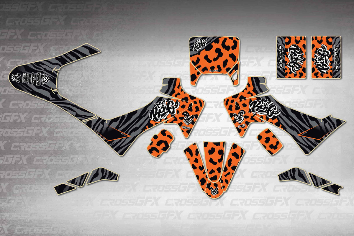 GasGas MC-E 2 2024-2026 Panther Orange graphics kit - flat layout showing all decal pieces included