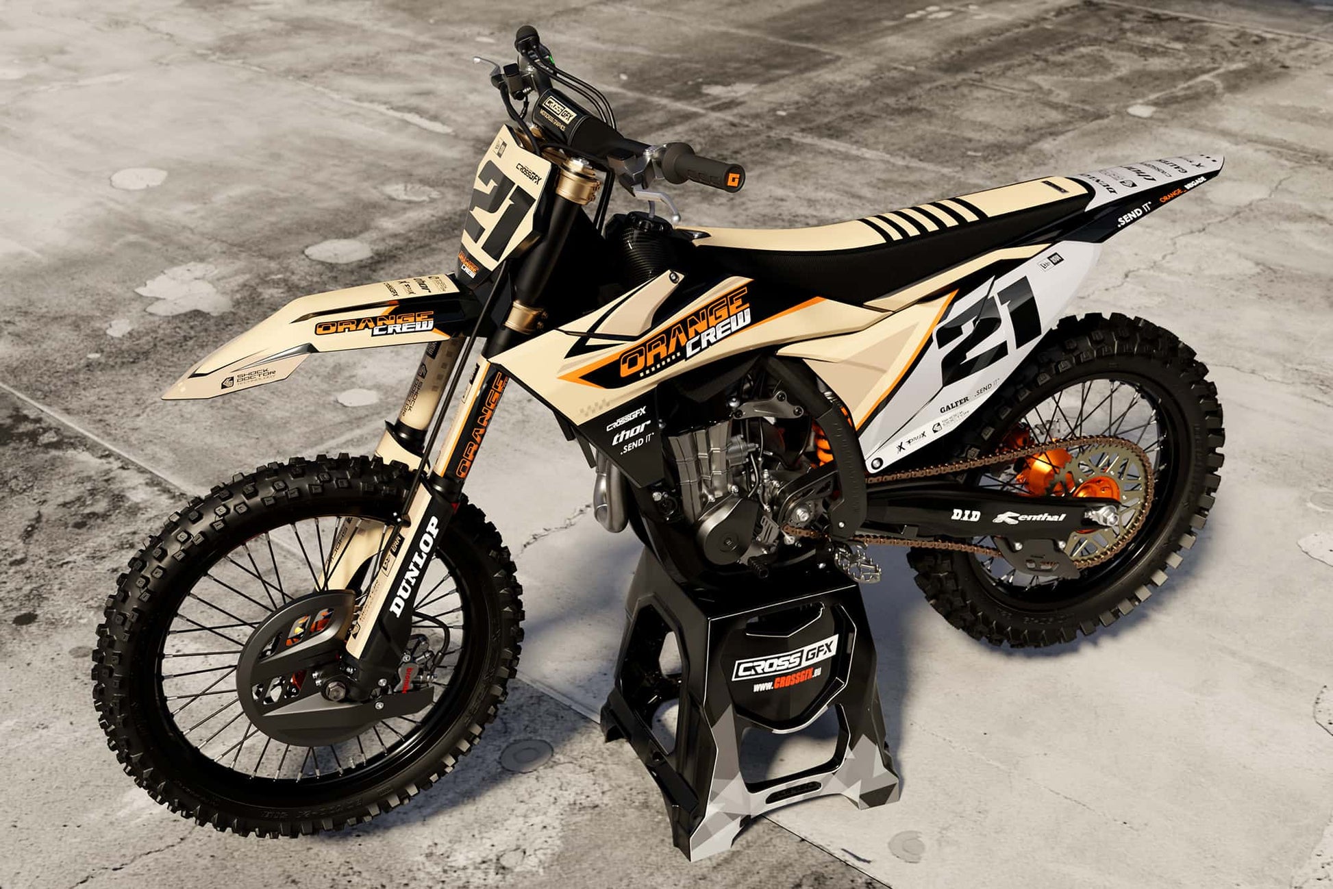 Promotional photo of the Orange Crew semi-custom sticker kit.