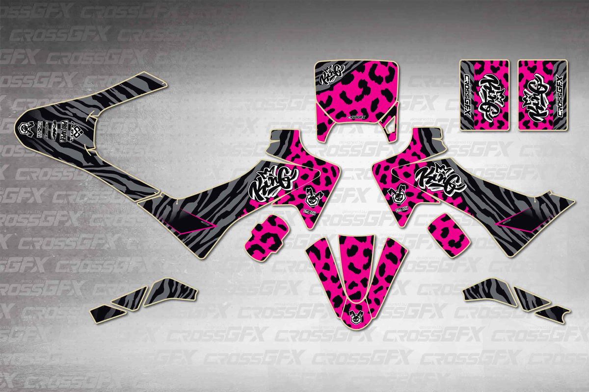 GasGas MC-E 2 2024-2026 Panther Pink graphics kit - flat layout showing all decal pieces included