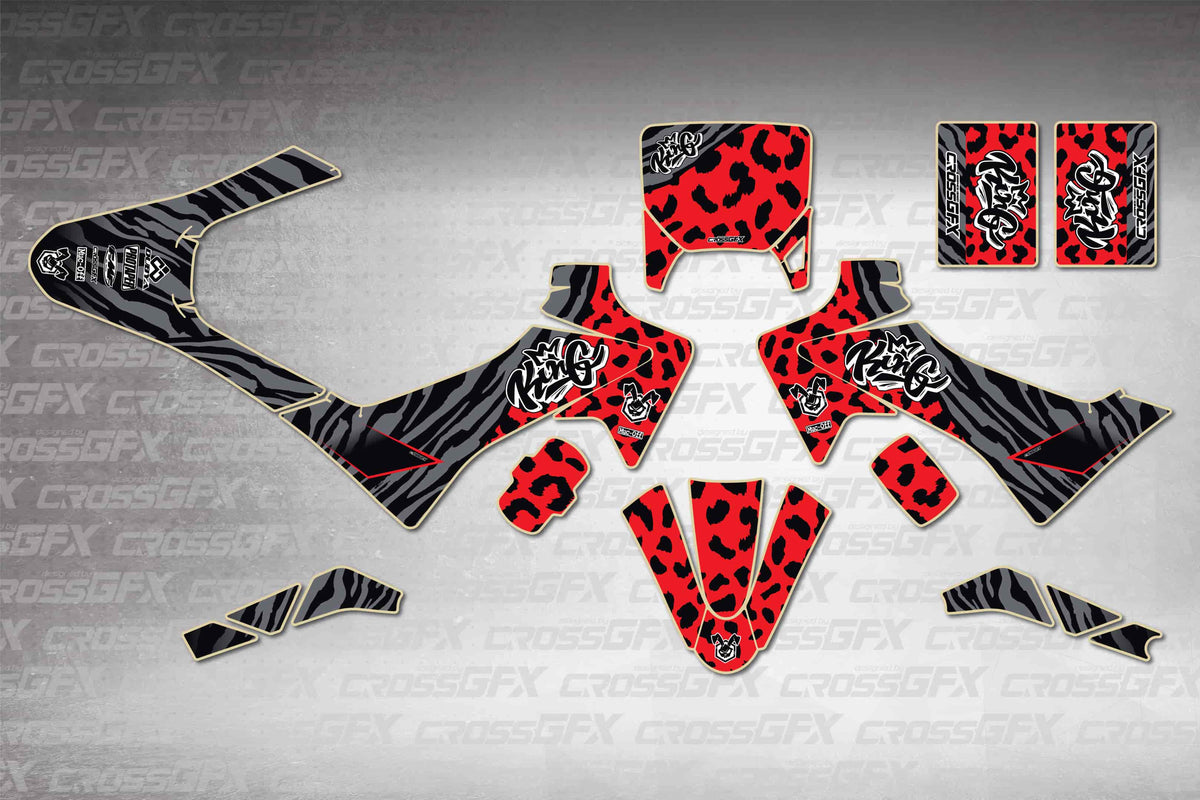 GasGas MC-E 2 2024-2026 Panther Red graphics kit - flat layout showing all decal pieces included