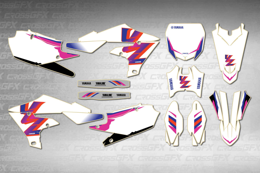 Graphics for Yamaha YZ 250FX 2020-2024 - Retro 93 - flat layout showing all decal pieces included