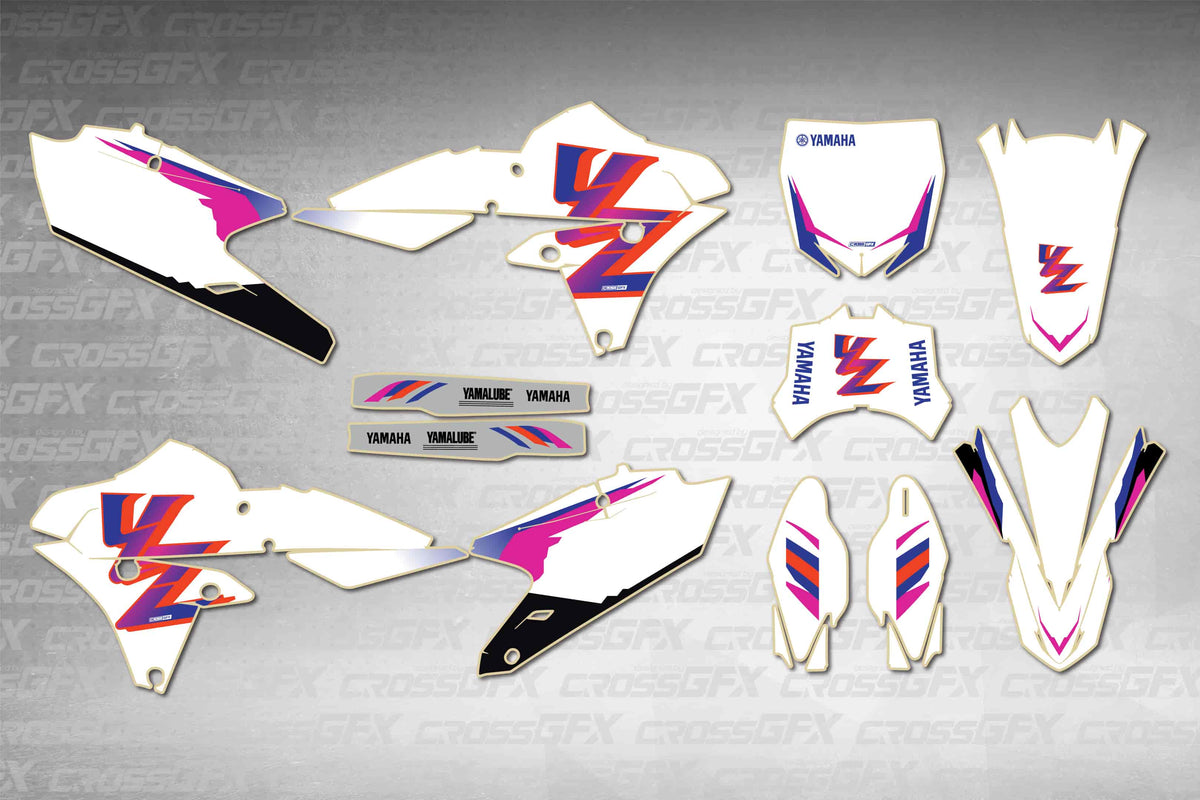 Graphics for Yamaha YZ 450F Cycra 2014-2017 - Retro 93 - flat layout showing all decal pieces included