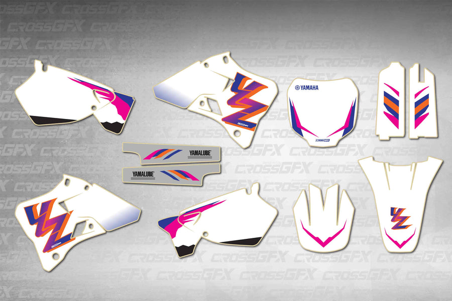 Graphics for Yamaha YZ 125 2000-2001 - Retro 93 - flat layout showing all decal pieces included