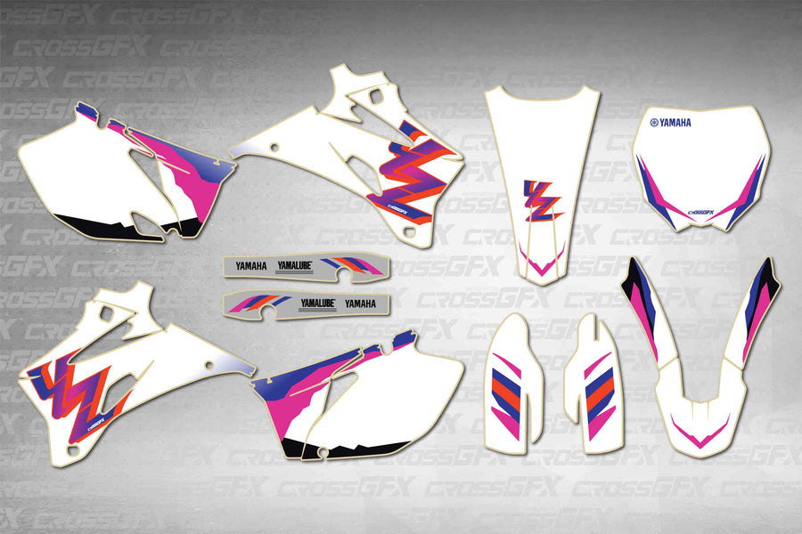 Graphics for Yamaha YZ 450F 2008-2009 - Retro 93 - flat layout showing all decal pieces included