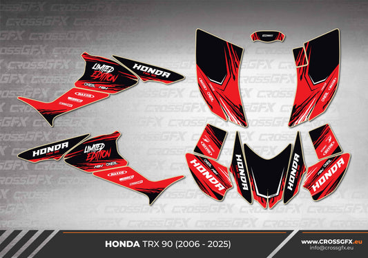 TRX 90 Rush Black semi-custom graphics kit flat layout.