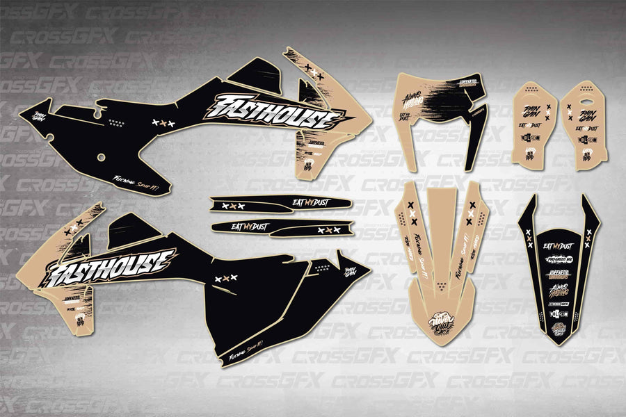 Graphics for KTM EXC 2017-2019 - Savage Brown - flat layout showing all decal pieces included