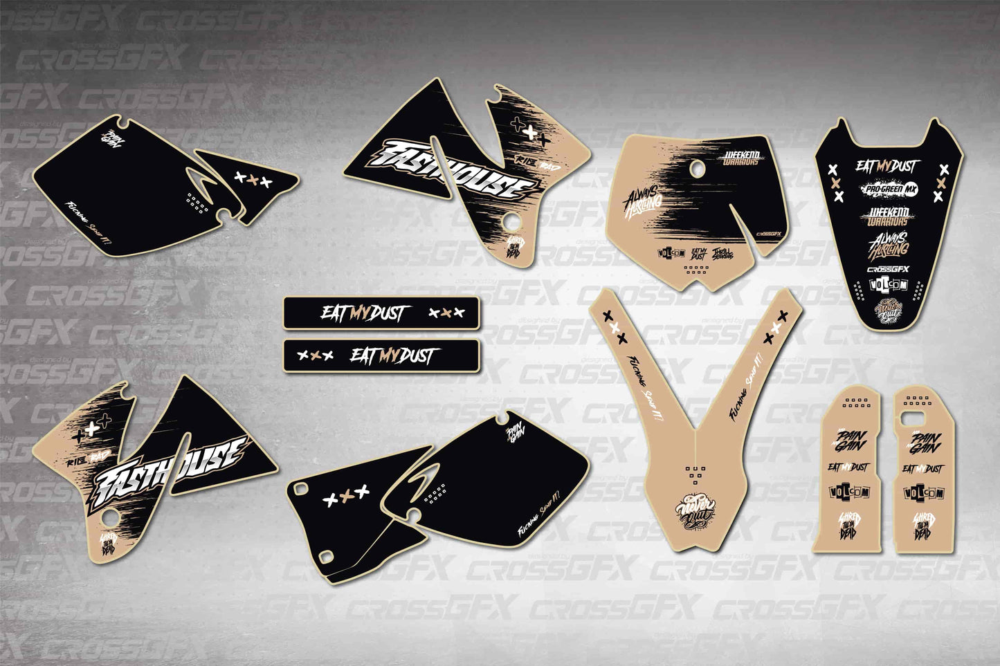Savage Brown graphics kit for KTM MXC 1998-2002 flat layout
