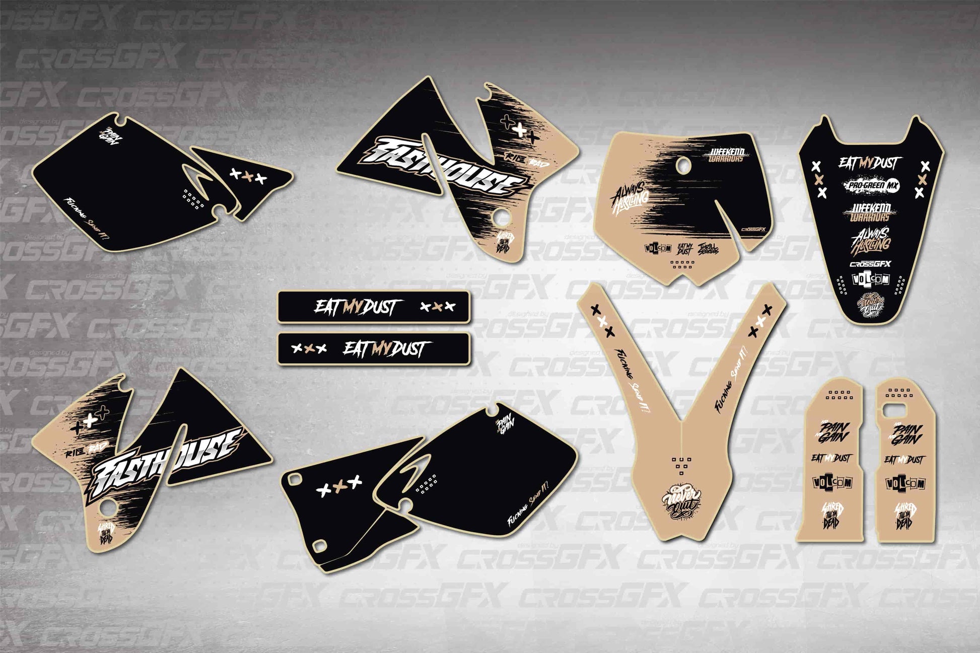 Savage Brown graphics kit for KTM SX 1998-2000 flat layout