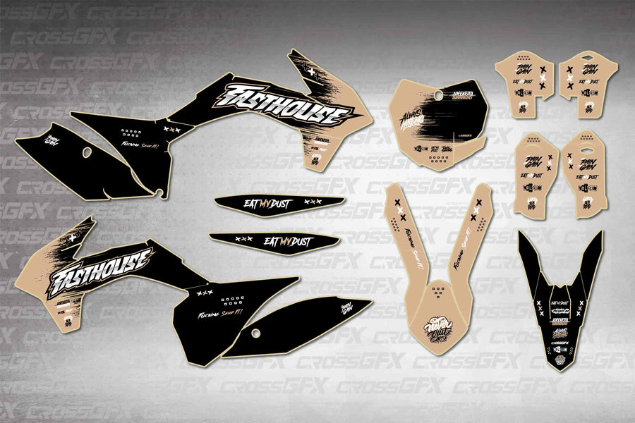 Graphics for KTM SX 2013-2015 - Savage Brown - flat layout showing all decal pieces included