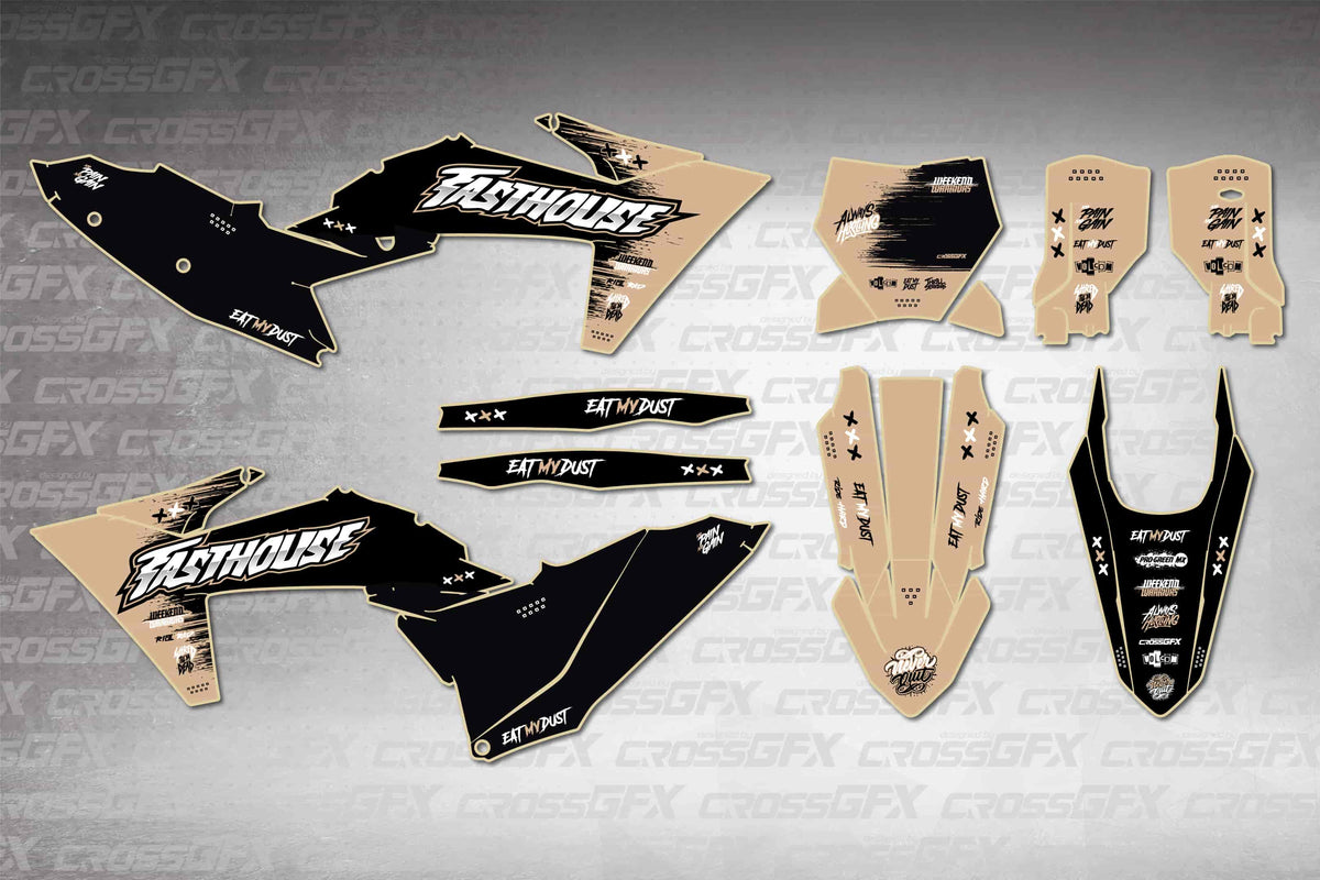 Graphics for KTM SX 2023-2024 - Savage Brown - flat layout showing all decal pieces included