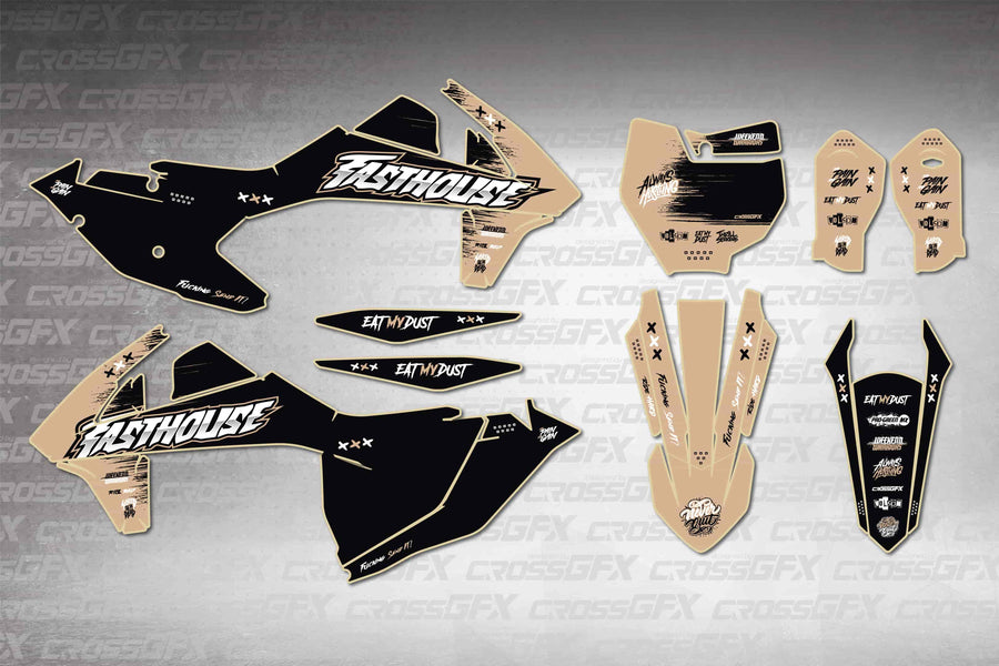 Graphics for KTM SX-F 2016-2018 - Savage Brown - flat layout showing all decal pieces included