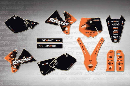 KTM SX Savage Orange graphics kit 2D layout for 1998 - 2000 models.