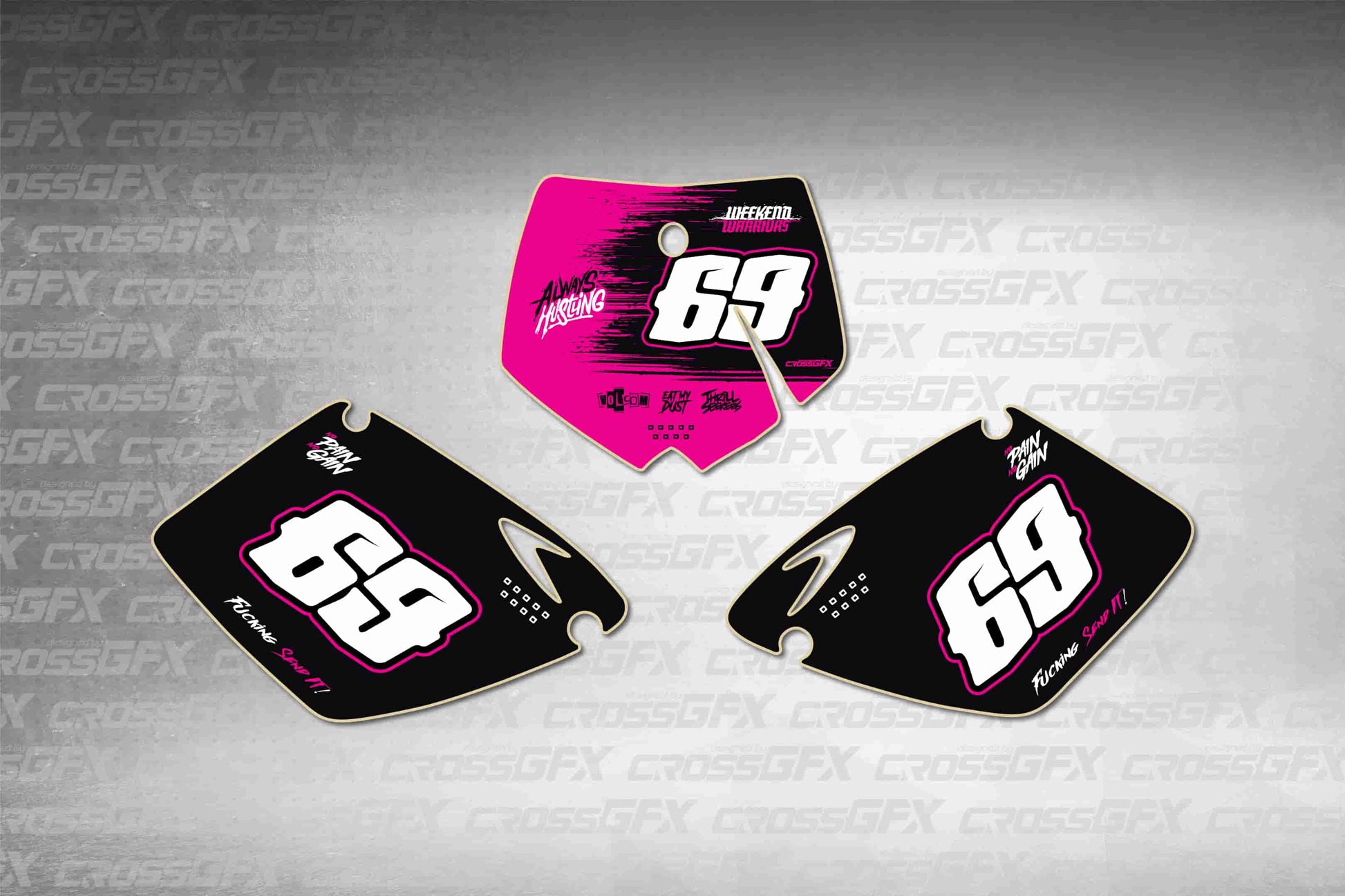 Savage Pink number plate decals for KTM MXC 1998-2002 flat layout