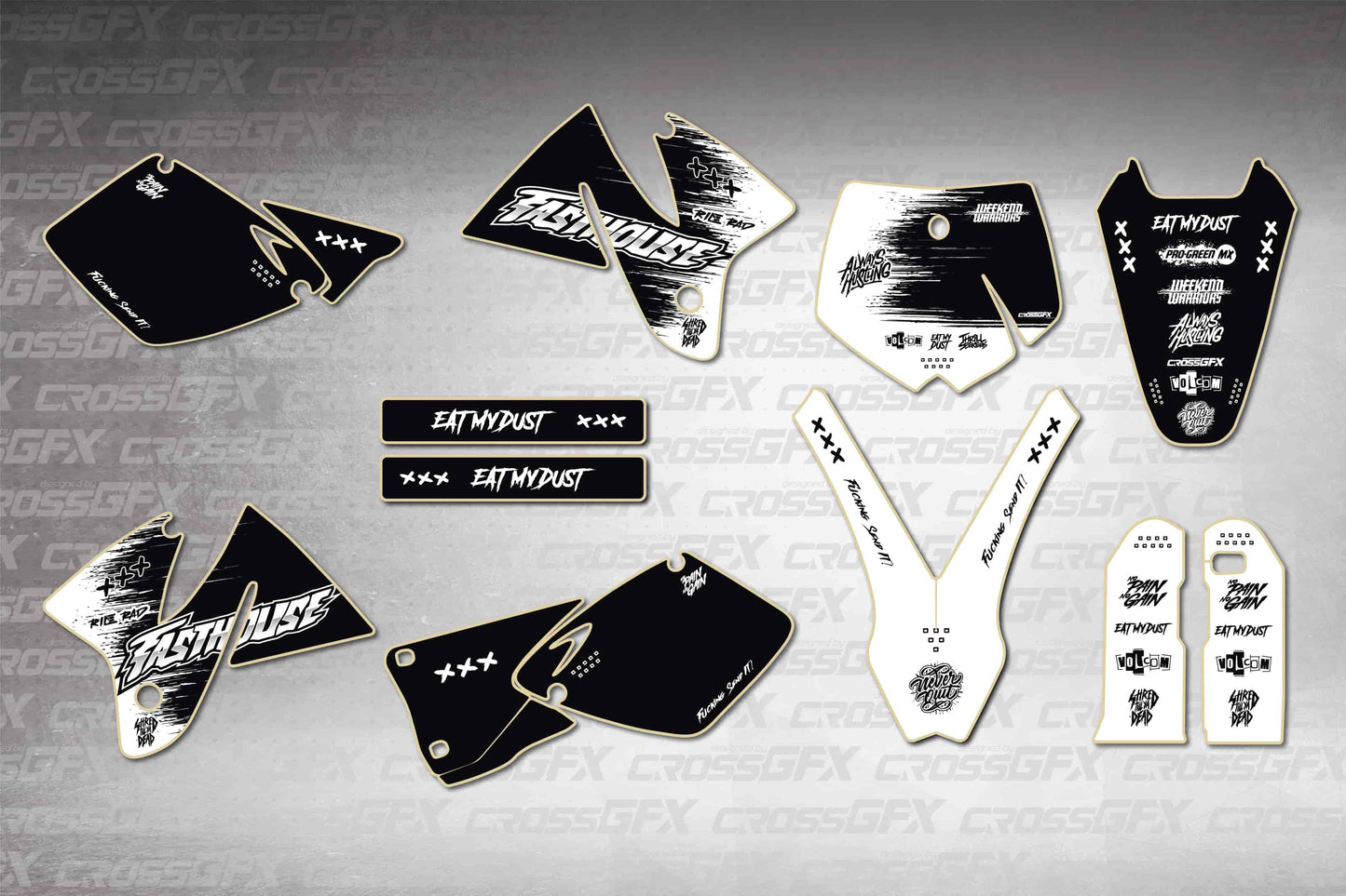 Savage White graphics kit for KTM SX 1998-2000 flat layout