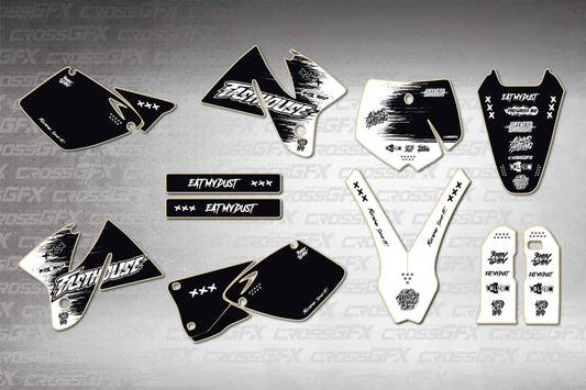 Savage White graphics kit for KTM SX 1998-2000 flat layout