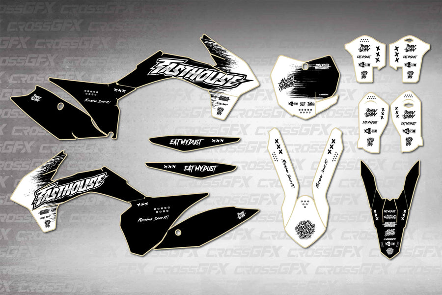 Graphics for KTM XC-F 2013-2015 - Savage White - flat layout showing all decal pieces included
