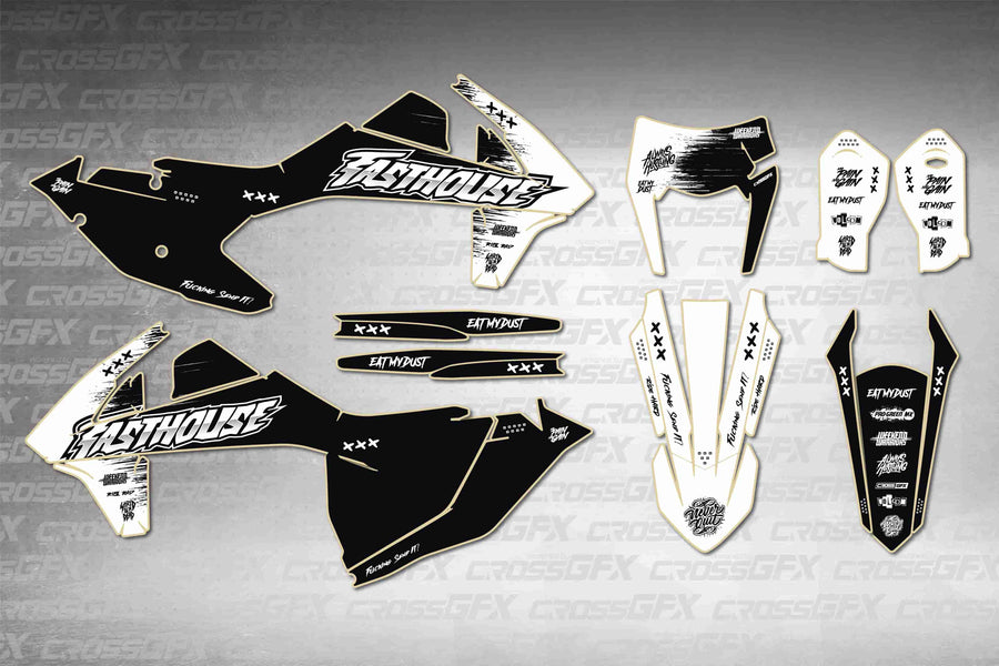 Graphics for KTM XC-W 2017-2019 - Savage White - flat layout showing all decal pieces included