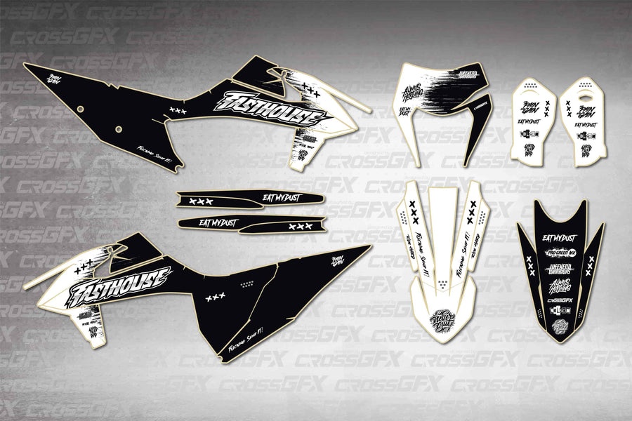 Graphics for KTM XC-W 2020-2023 - Savage White - flat layout showing all decal pieces included