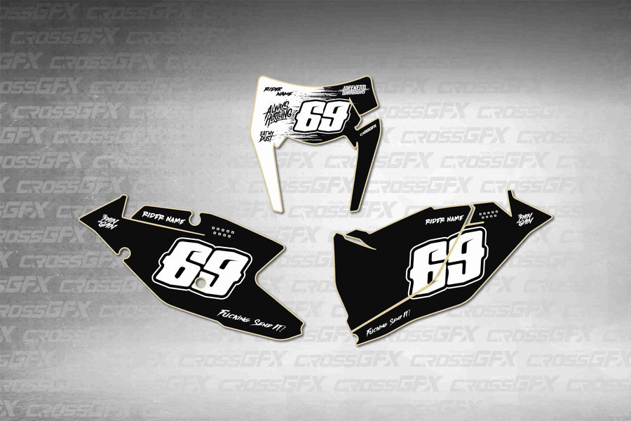 Graphics for KTM EXC 2017-2019 - Savage White number plate decals - flat layout showing all pieces included