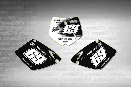 Savage White number plate decals for KTM SX 1998-2000 flat layout