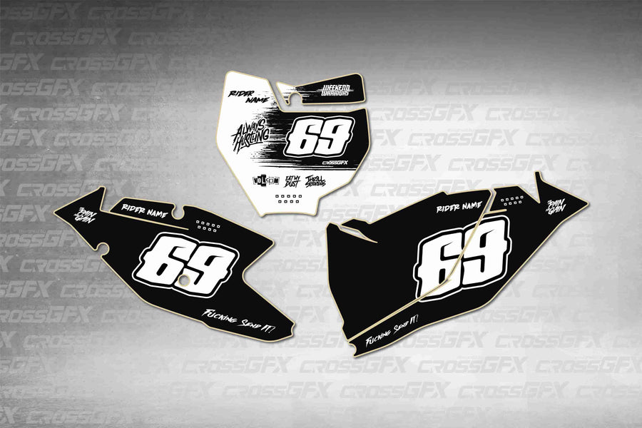 Graphics for KTM SX 2016-2018 - Savage White number plate decals - flat layout showing all pieces included