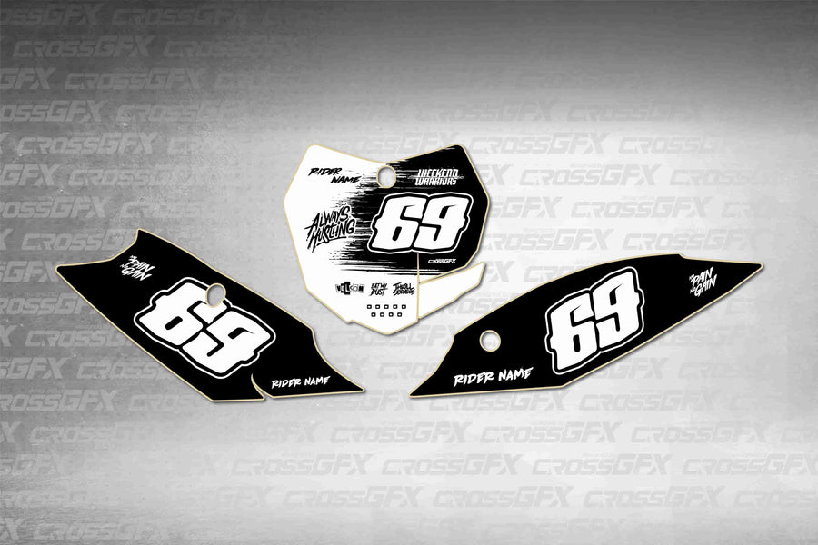Graphics for KTM SX-F 2013-2015 - Savage White number plate decals - flat layout showing all pieces included
