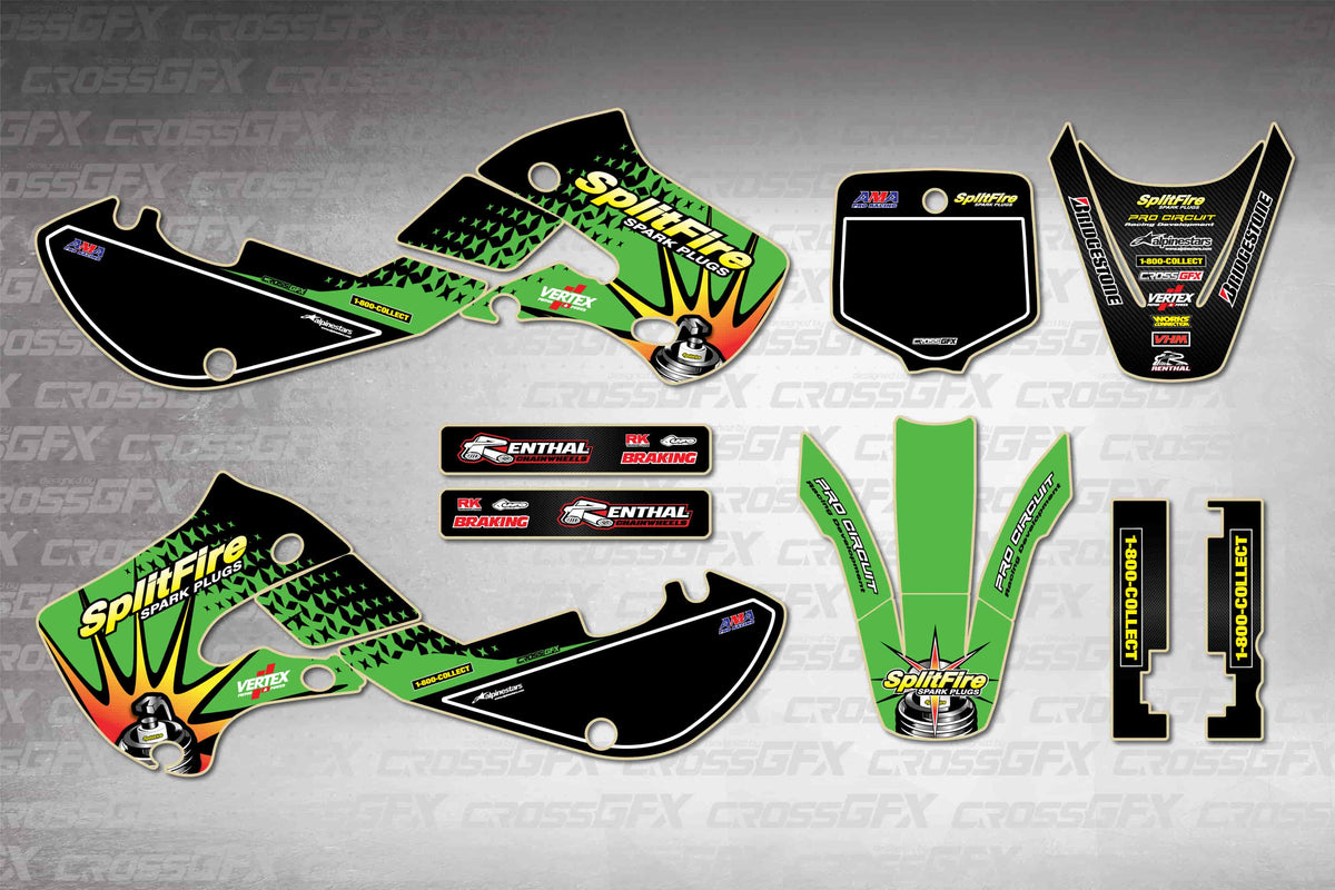 Graphics for Suzuki RM 65 - Spark Plug - flat layout showing all decal pieces included