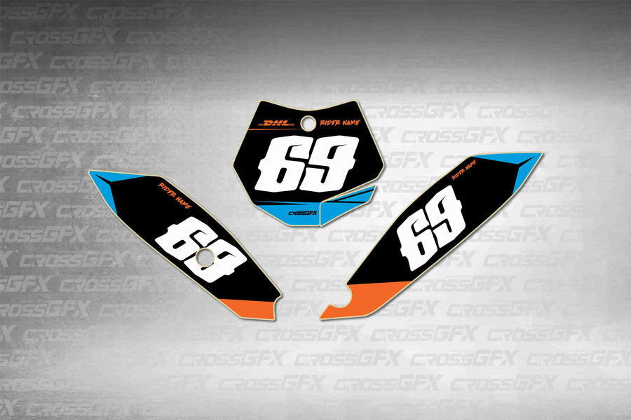 Graphics for KTM 65 SX 2009-2015 - Sprint Blue number plate decals - flat layout showing all pieces included