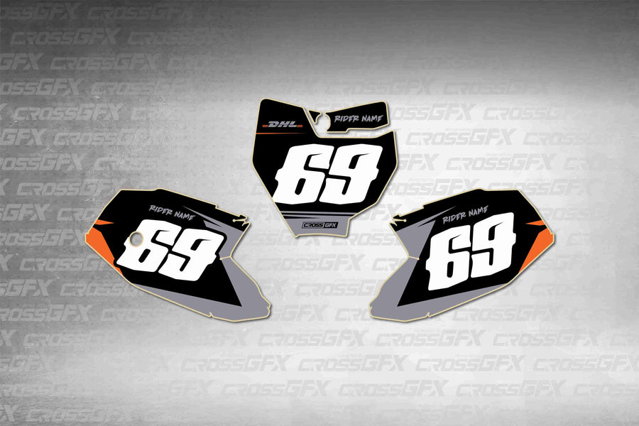 Graphics for KTM 50 SX 2016-2018 - Sprint Grey number plate decals - flat layout showing all pieces included
