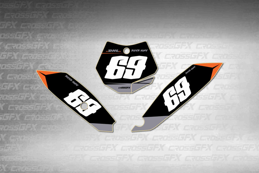 Graphics for KTM 65 SX 2009-2015 - Sprint Grey number plate decals - flat layout showing all pieces included