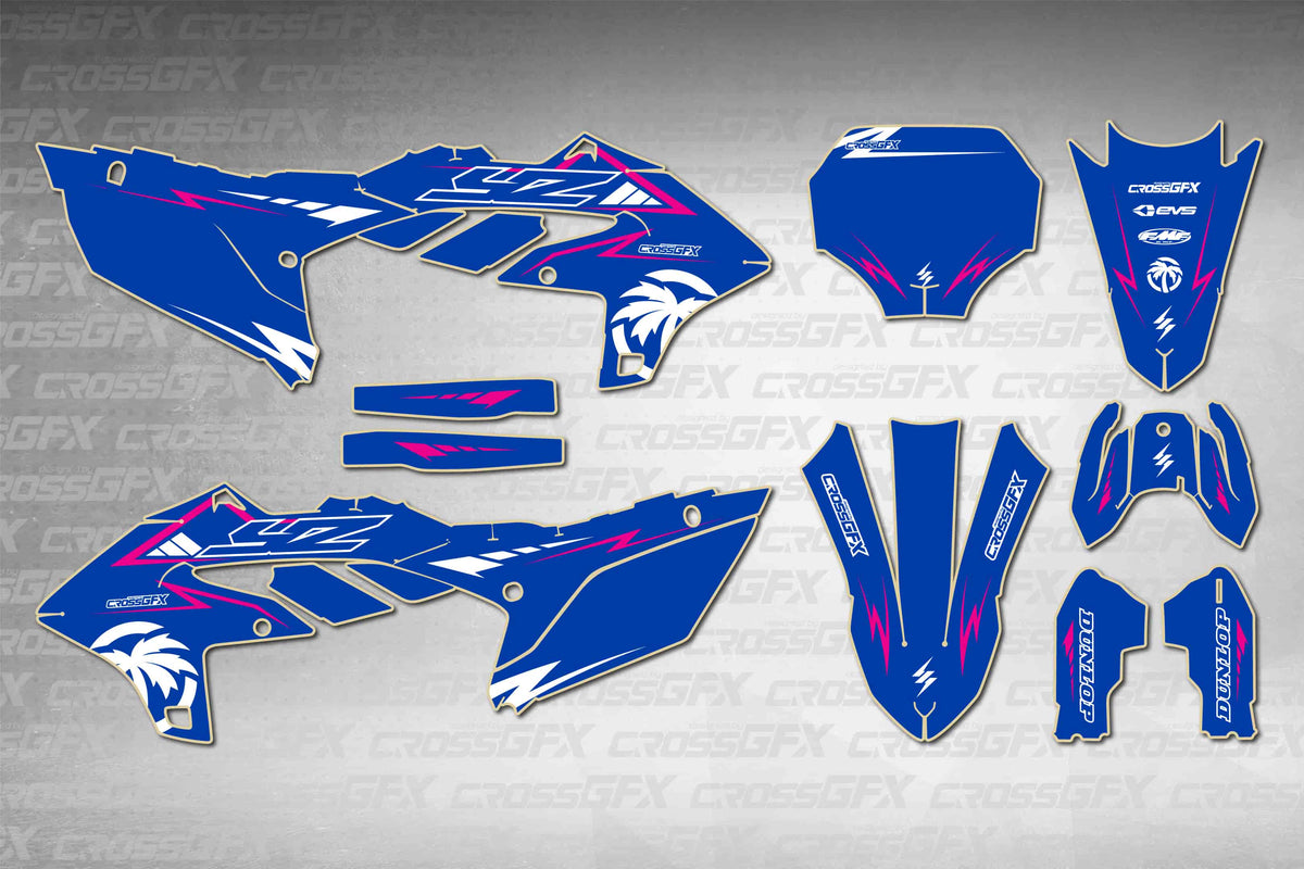 Graphics for Yamaha YZ 250FX 2025-2026 - Stroke Pink - flat layout showing all decal pieces included