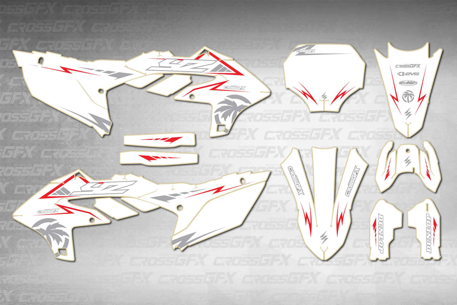 Graphics for Yamaha YZ 250FX 2025-2026 - Stroke White - flat layout showing all decal pieces included
