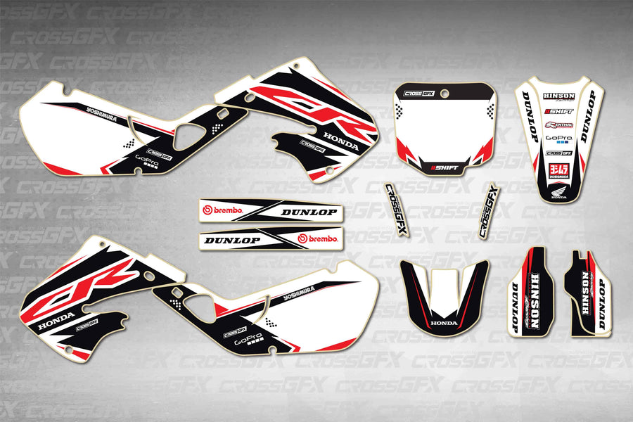 Graphics for Honda CR 125R 1995-1997 - Surge Black - flat layout showing all decal pieces included