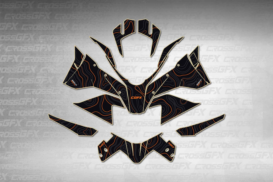 Graphics for KTM 1290 Super Adventure R 2017-2020 - Turner Black - flat layout showing all decal pieces included