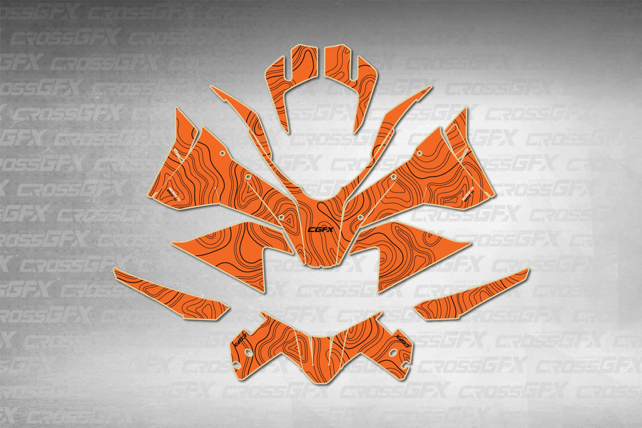 Graphics for KTM 1290 Super Adventure R 2017-2020 - Turner Orange - flat layout showing all decal pieces included