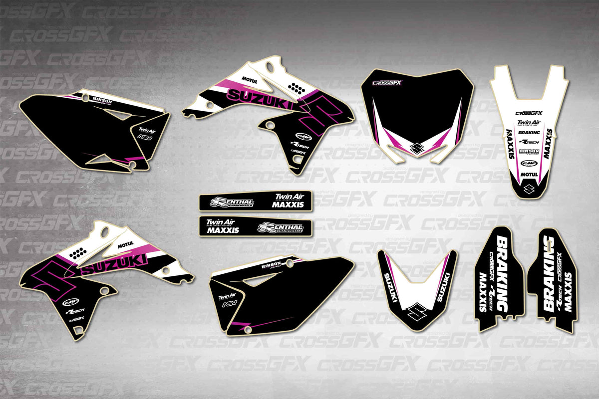 Graphics for Suzuki RMZ 450 2008-2017 - Viper White - flat layout showing all decal pieces included