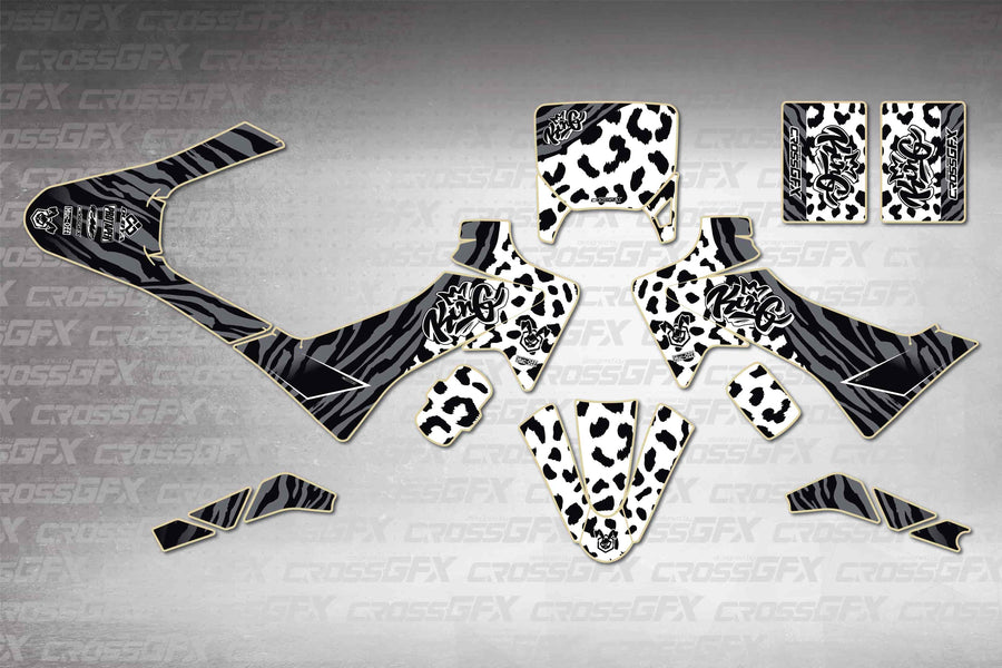 GasGas MC-E 2 2024-2026 Panther White graphics kit - flat layout showing all decal pieces included