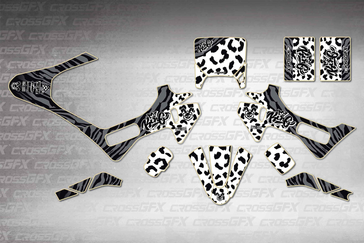 Husqvarna EE 2 2023-2026 Panther White graphics kit - flat layout showing all decal pieces included
