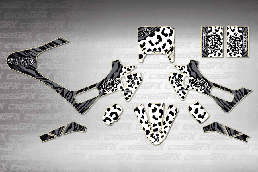 Husqvarna EE 2 2023-2026 Panther White graphics kit - flat layout showing all decal pieces included