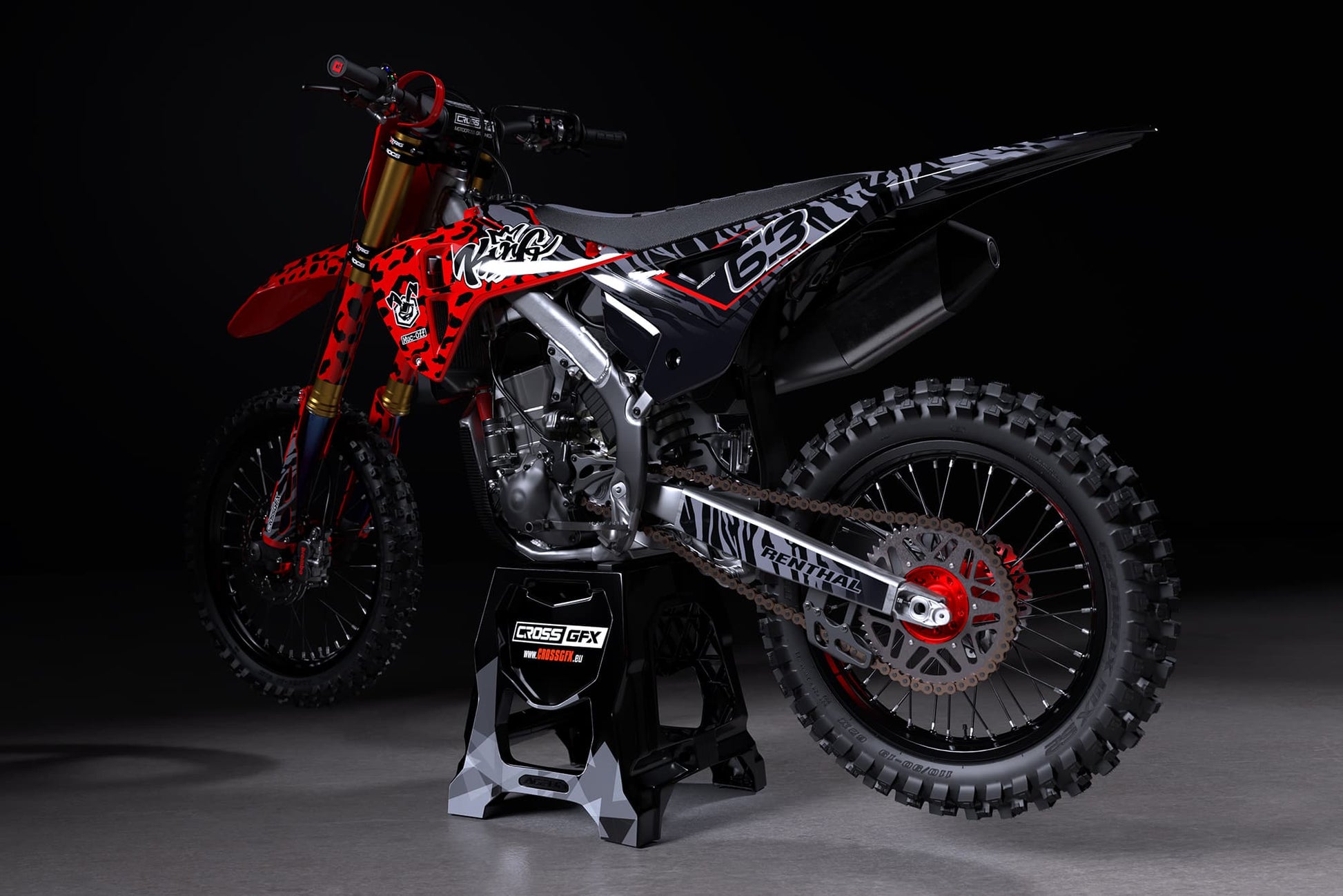 Promotional photo of the Red Panther semi-custom sticker kit details.